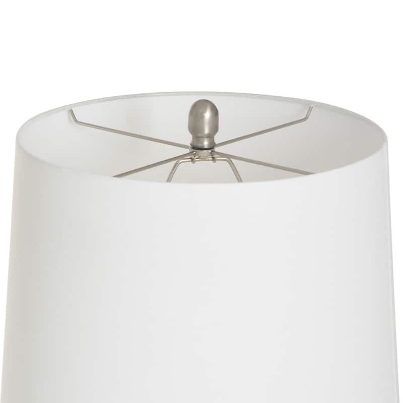Smoked Grey Seeded Glass Table Lamp - Off-White Shade