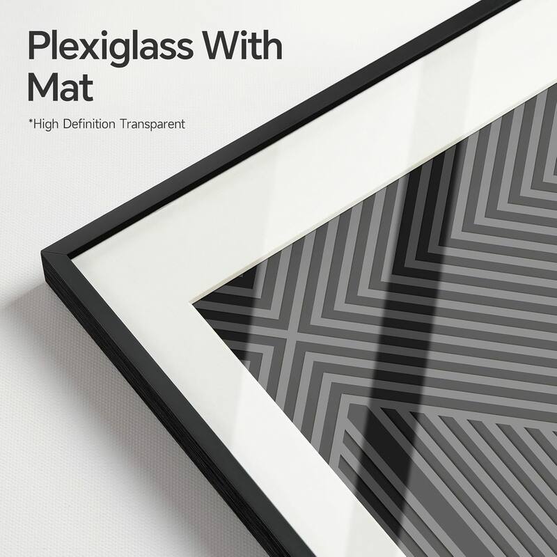 Framed Modern Black and White Abstract Wall Art