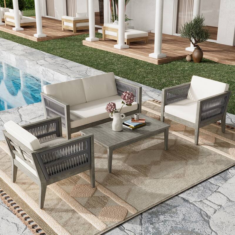 4-Pieces Outdoor Furniture with Coffee Table