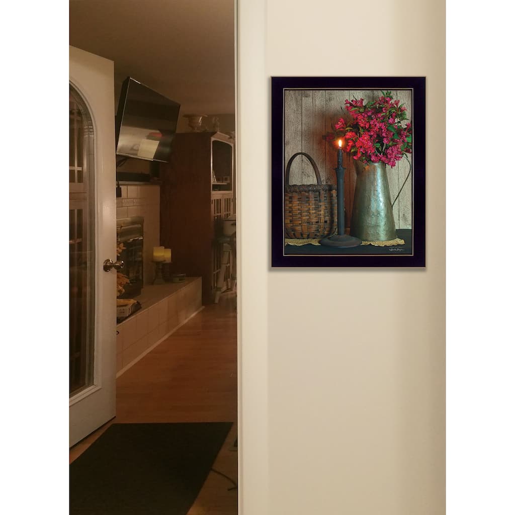 TrendyDecor4U Farmhouse "Basket and Blossoms" Framed Print Wall Art by Susan Boyer