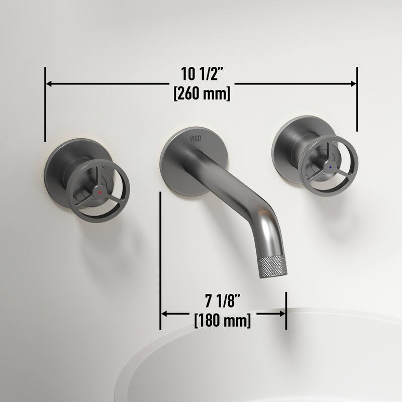 Vigo VG05007 Cass 1.2 GPM 3" H Double Handle Wall Mounted Widespread