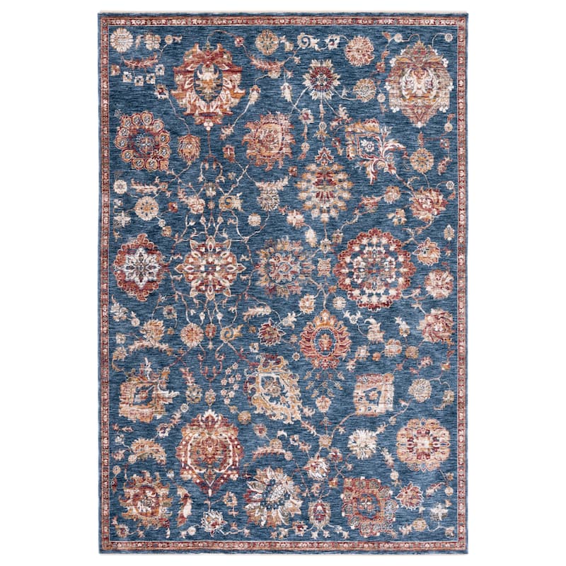 SAFAVIEH Heirloom Sylvia Floral Rug - 6'7" Square - Navy/Beige