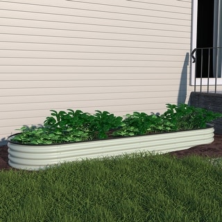VEIKOUS 8 ft. x 2 ft. x 1 ft. Metal Galvanized Raised Garden Bed 9-in-1 Planter Box for Outdoor Gardening