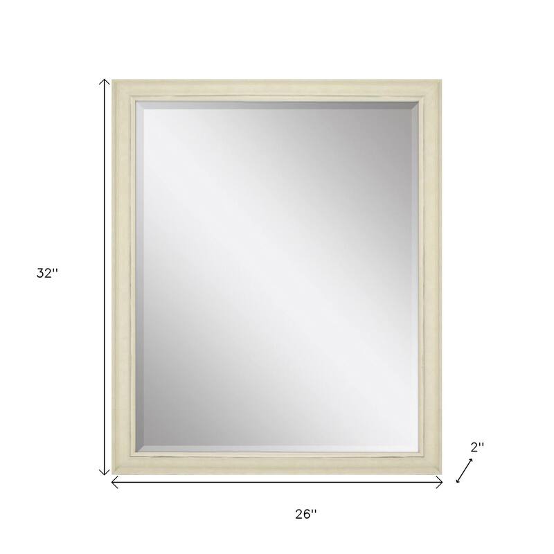 HomeRoots 32" White Solid Wood Framed Accent Mirror - 26.00 in. x 32.00 in. x 2.00 in.