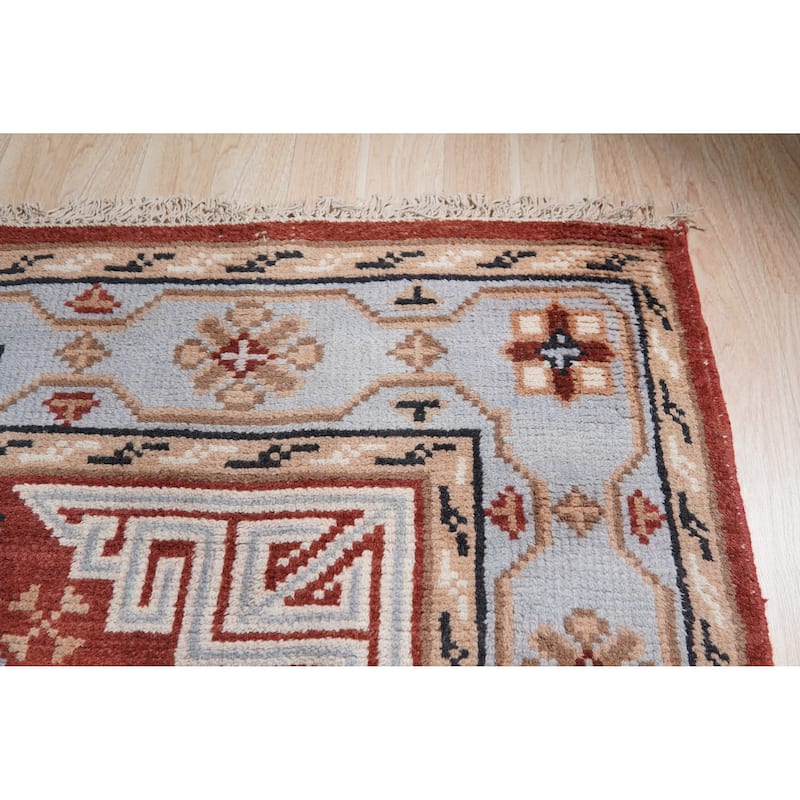 Home Decor EORC Hand-Knotted Wool Khotan Weave Rug Elegant Rust Area Rug for Living Room, Bedroom, Office, & Home Décor