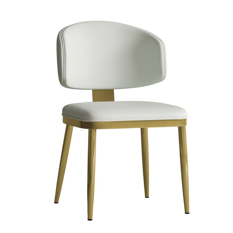 Dining Chairs Set of 2, Modern Design Home Chairs, PU Leather Metal Dining Chairs for Kitchen Dining Room-White