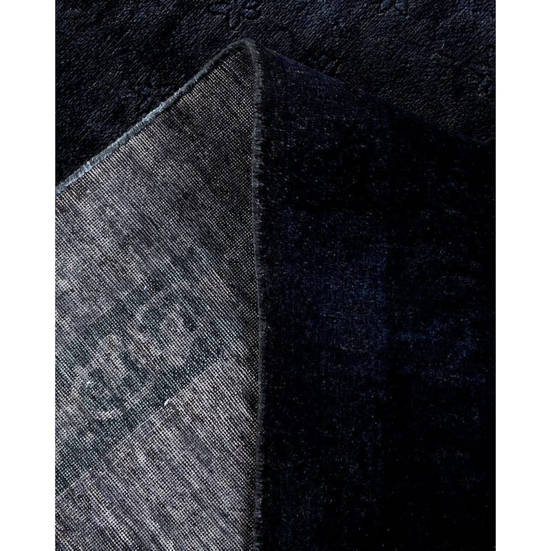 Overton Hand Knotted Wool Vintage Inspired Modern Contemporary Overdyed Black Area Rug - 7' 10" x 10' 6"