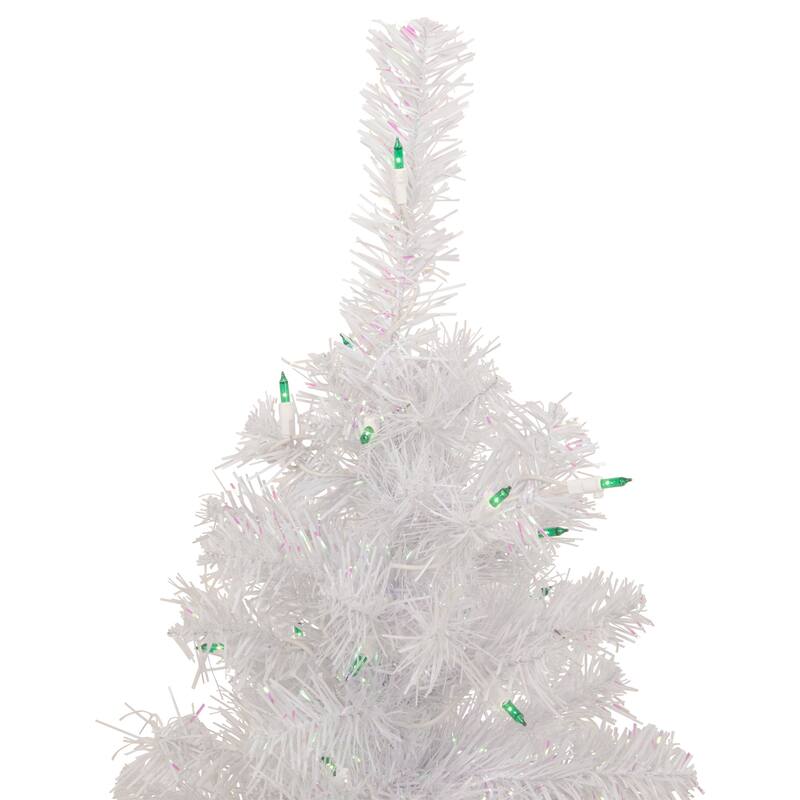 2' Lighted Rockport White Pine Artificial Christmas Tree Green Lights