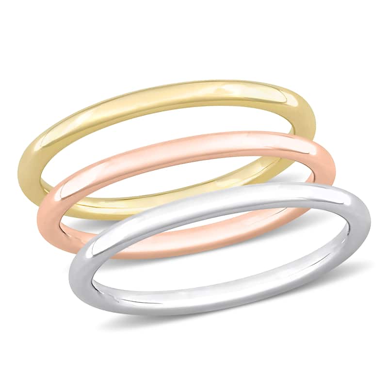 Miadora 3-Tone 3-Ring Set Rose White Yellow 14k Gold