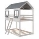 preview thumbnail 8 of 21, Designs Low Bunk Bed Twin Over Twin , Wood House Bunk Bed with Roof, Window, Guardrail, Ladder for Kids