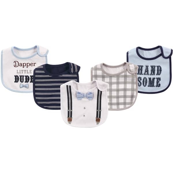 slide 1 of 1, Little Treasure Baby Boy Cotton Bibs 5pk, Dapper Bow Tie, One Size - Dapper Bow Tie - One Size One Size - Dapper Bow Tie