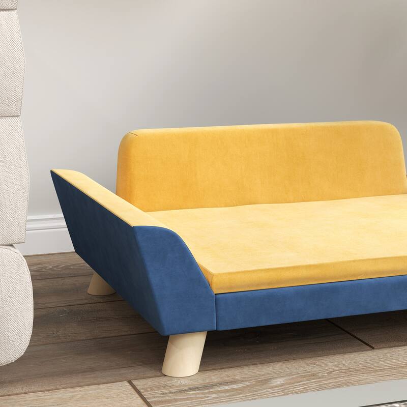 PawHut Dog Sofa Bed, Dog Couch, Pet Sofa for Small Dogs with Soft Cushion, Removable Washable Cover, Orange