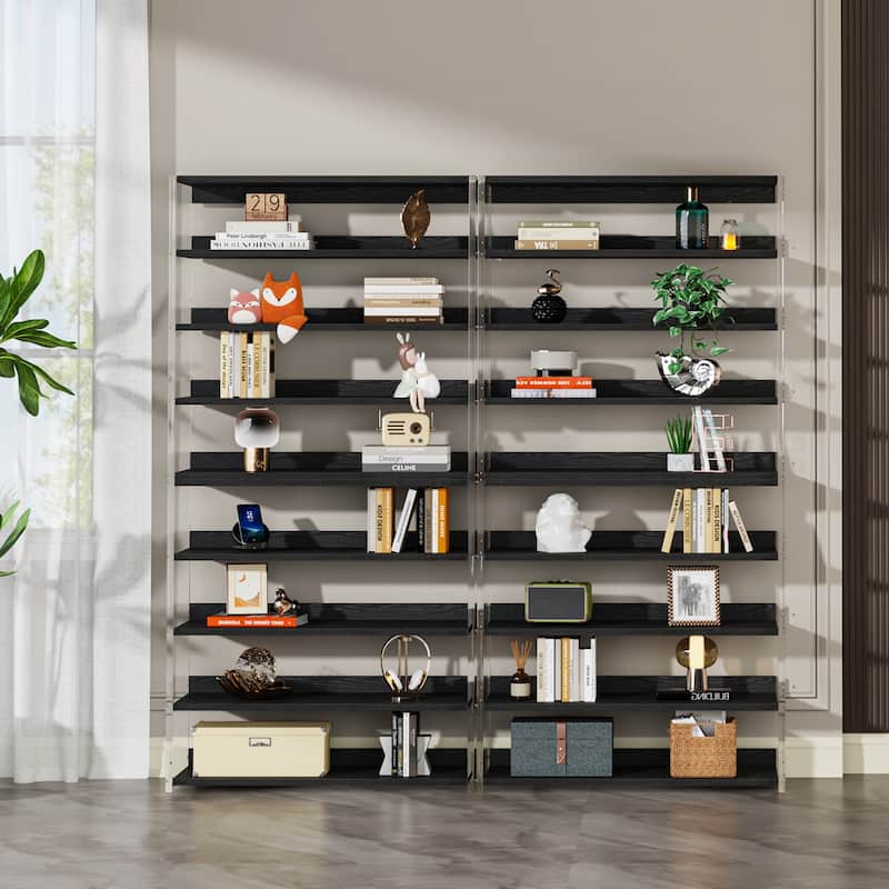 Bookshelf with Wood Shelves, Modern Bookcase, Display Storage Rack for Living Room, Bedroom, Home Office