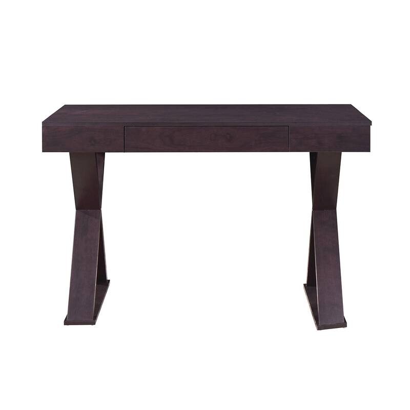 Modern Writing Desk with Center Drawer, Moisture-Resistant Finish, and X-Leg Support for Workspace Elegance