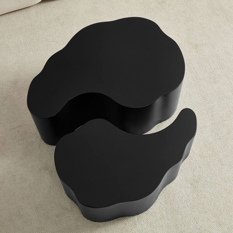 Irregular Coffee Tables Set of 2, Modern Unique Shape Accent Tables