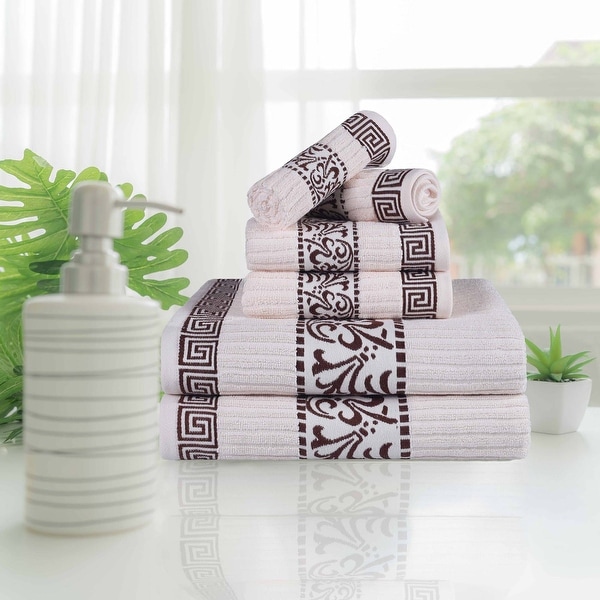 Superior Athens Cotton Floral Border Greek Key 6 Piece Towel Set On Sale Bed Bath Beyond 12958444