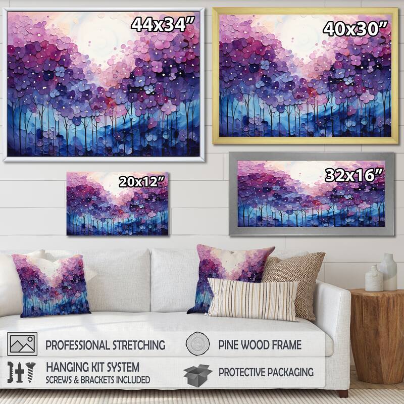 Designart "Indigo Dreams II" Abstract Landscape Framed Canvas Prints