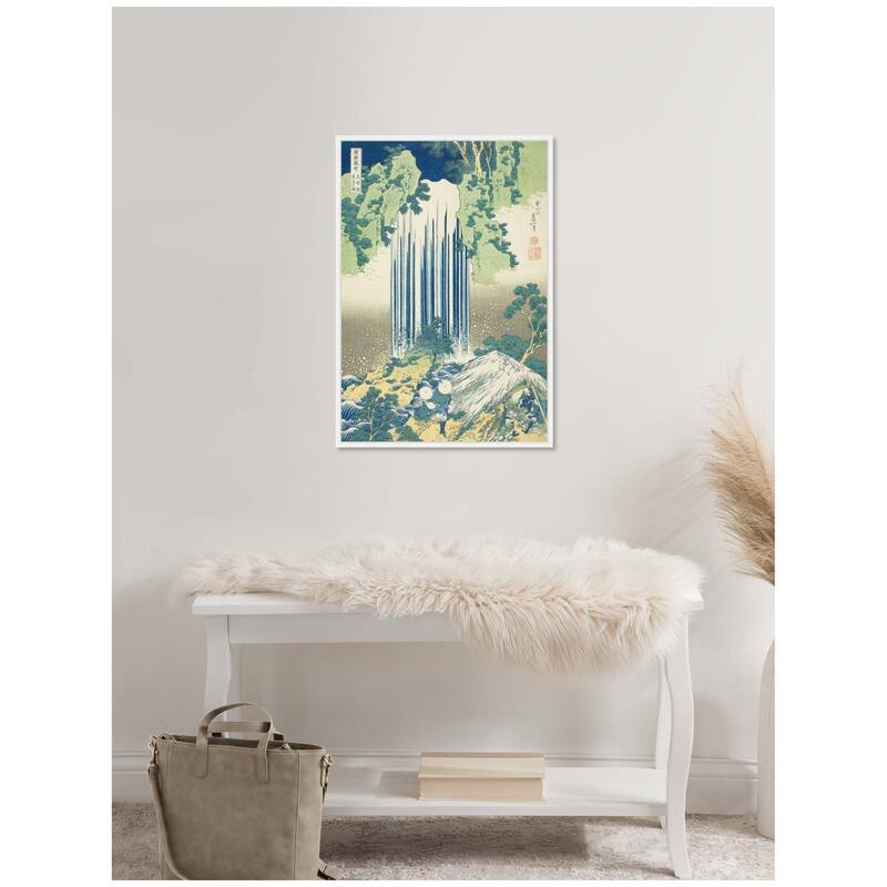 Kate and Laurel Sylvie Katsushika Hokusai Yoro Waterfall in Mino Province 1833 Framed Canvas by The Art Institute of Chicago