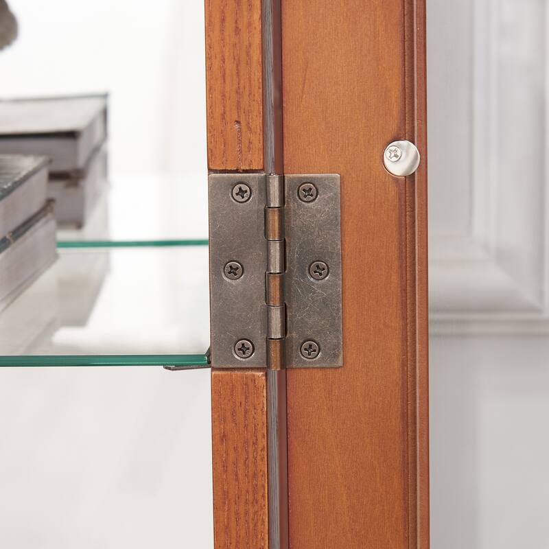 GDFStudio - Regency Traditional Storage Curio Cabinet with Tempered Glass Doors and Lighted Display