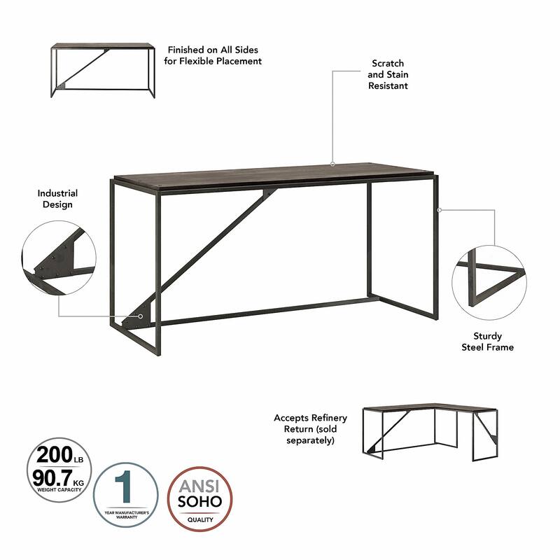 Refinery 62W L Shaped Industrial Desk with Drawers by Bush Furniture