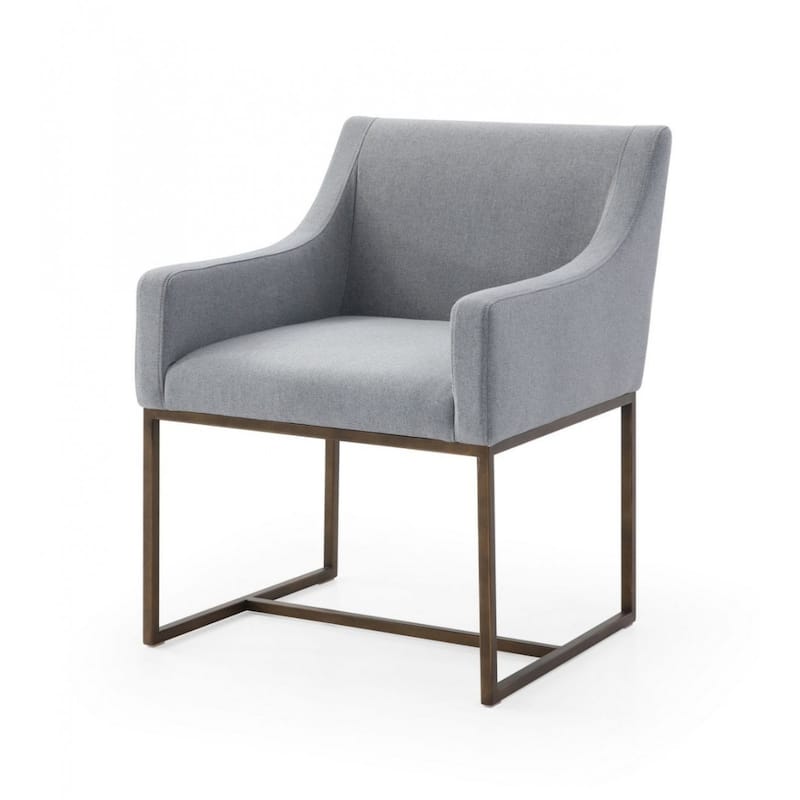 Upholstered Dining Chair with Antiqued Brass Legs for Dining Room - 24” x 24” x 30.70 " - Grey