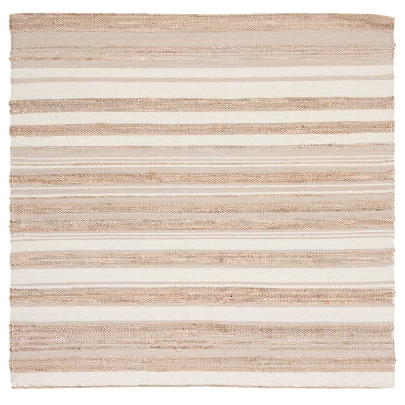 SAFAVIEH Handmade Kilim Albana Stripe Jute & Wool Rug - 6' Square - Natural/Ivory