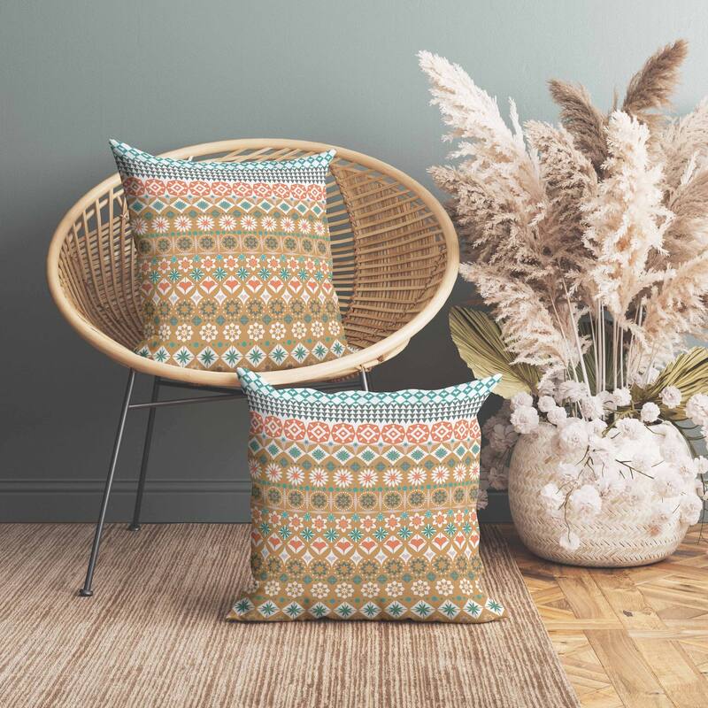 Shape Synergy Faux Suede Reversible Throw Pillow Orange and Cyan