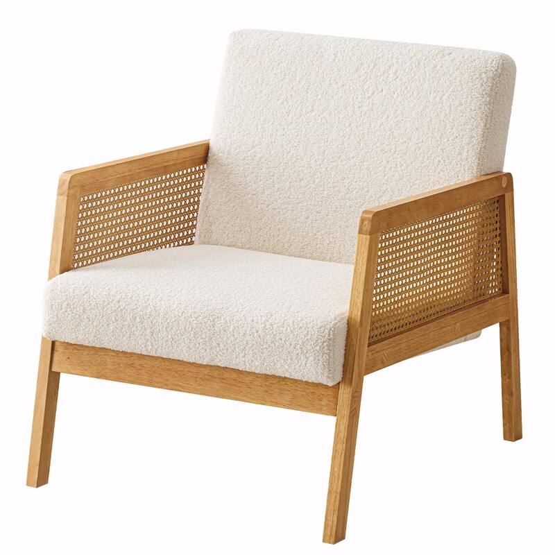 Mid-Century Lounge Chair - Solid Wood Frame - Linen/Shepa Optional