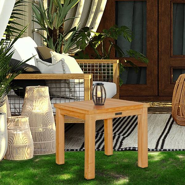 slide 1 of 4, Teak Wood Santa Monica Outdoor End Table, Large