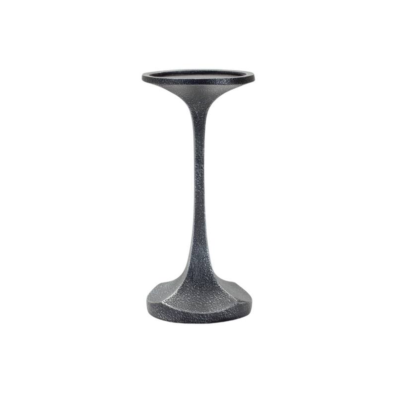 Set of Three Dark Gray Polyresin Abstract Tabletop Pillar Candle Holders - One Size