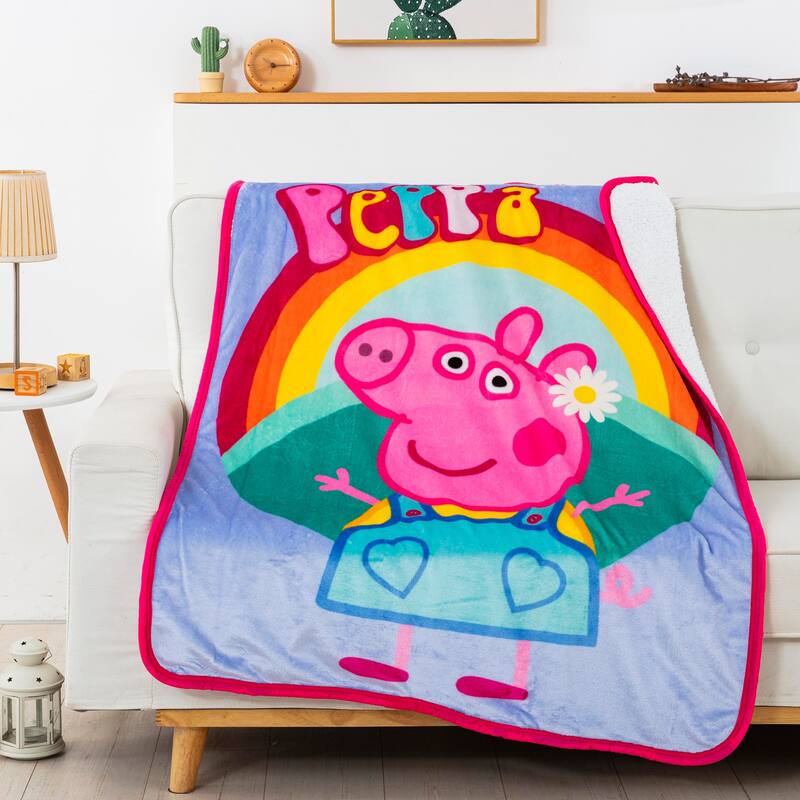Hasbro Peppa Pig Flower Power Silk Touch Sherpa Throw Blanket