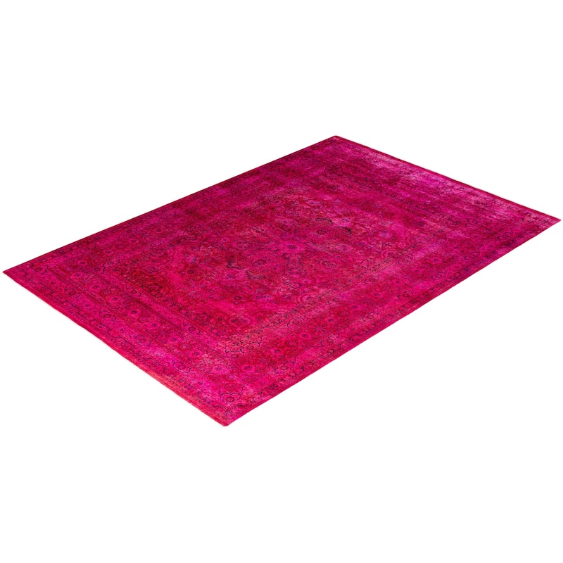 Fine Vibrance One-of-a-Kind Hand-Knotted Area Rug - Pink, 5' 10" x 8' 8" - 5' 10" x 8' 8"