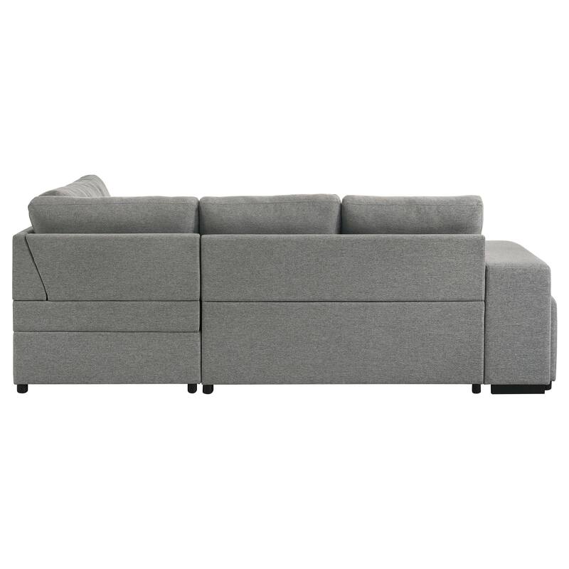 Roanne Fabric Upholstered Sleeper Sectional Sofa Grey