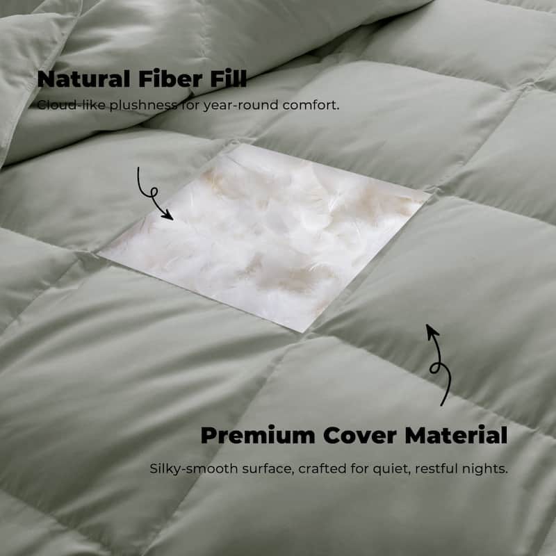 All Season Lightweight & Medium Weight White Goose Feather Down Comforter Duvet Insert