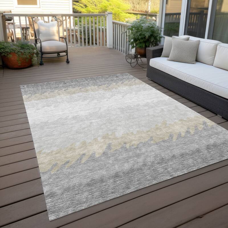 Machine Washable Indoor/ Outdoor Chantille Ombre Abstract Rug