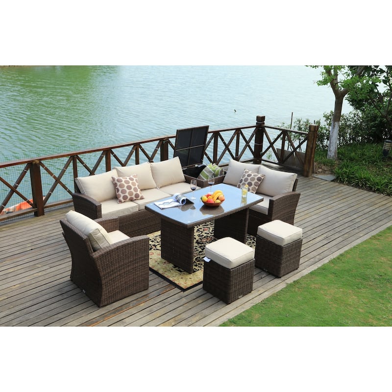 7-piece Patio Wicker Coversation Sofa Set