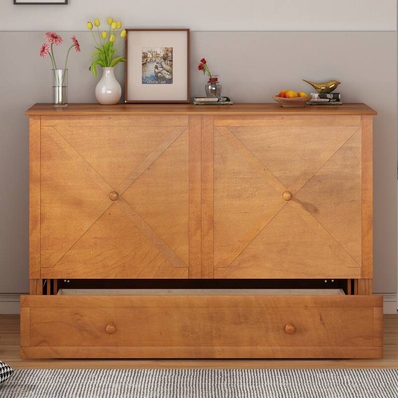 Mixoy Murphy Bed,Cube Cabinet Chest Bed with Charging Station