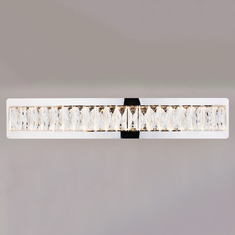 Melrose 26 in. Integrated LED Chrome Crystal Bath Bar Vanity Light - 26-in W x 4.75-in H x 3-in D