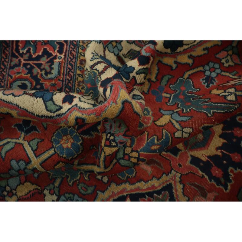 Hand Knotted Oriental 100% Wool Carpet Traditional Medallion Oranges & Rust Heriz Area Rug - 11' 2'' X 8' 2''