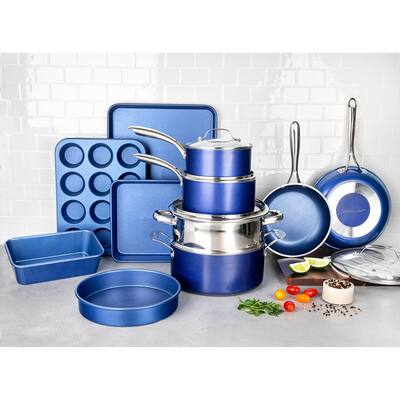 Granitestone Blue Nonstick 20 Piece Cookware and Bakeware Set