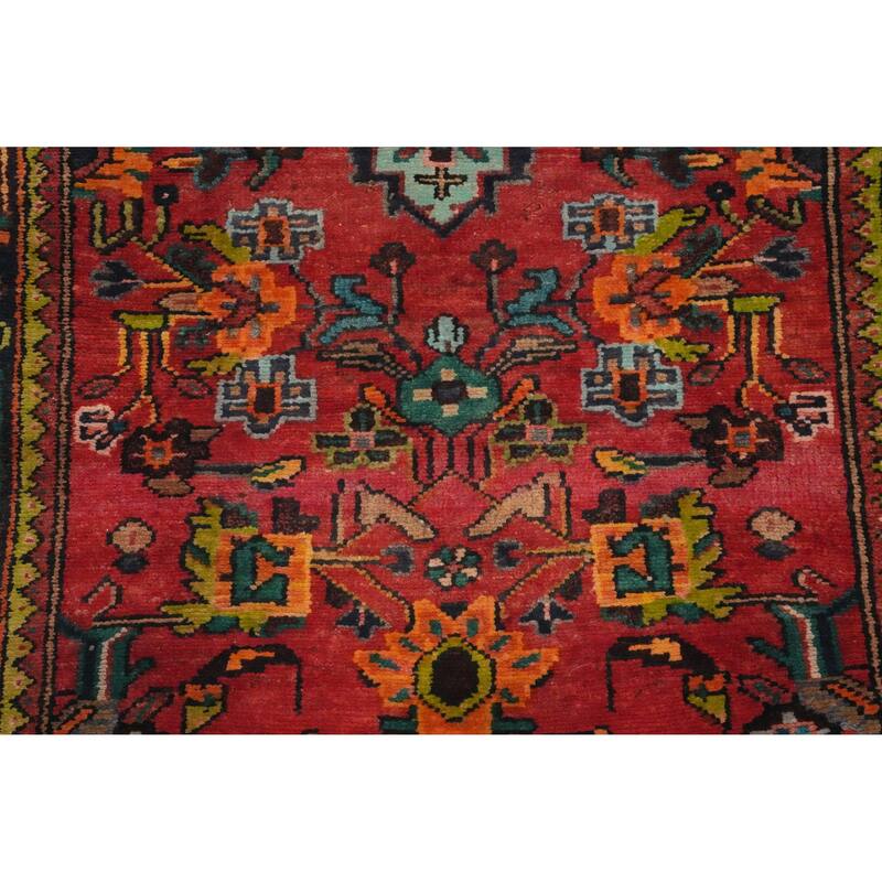 Hand Knotted Oriental 100% Wool Carpet Traditional Floral Red Lilian Runner Rug - 9' 5'' X 3' 0''