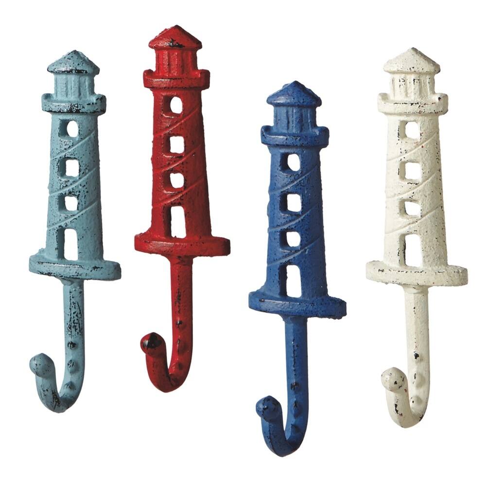 Set of 8 Subtle Colored Light House Shaped Wall Hooks 7"