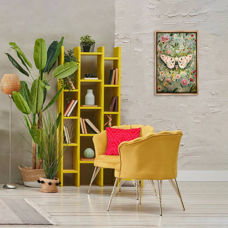 Stupell Floral Moth & Botanicals Framed Floater Canvas Wall Art Design By The Dutch Lady