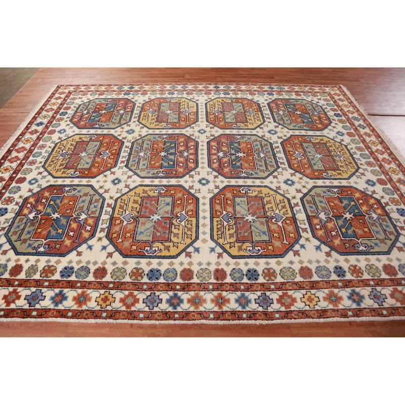 Hand Knotted Oriental 100% Wool Carpet Traditional Geometric Beige & Ivories Heriz (serapi) Area Rug - 10' 0'' X 8' 2''