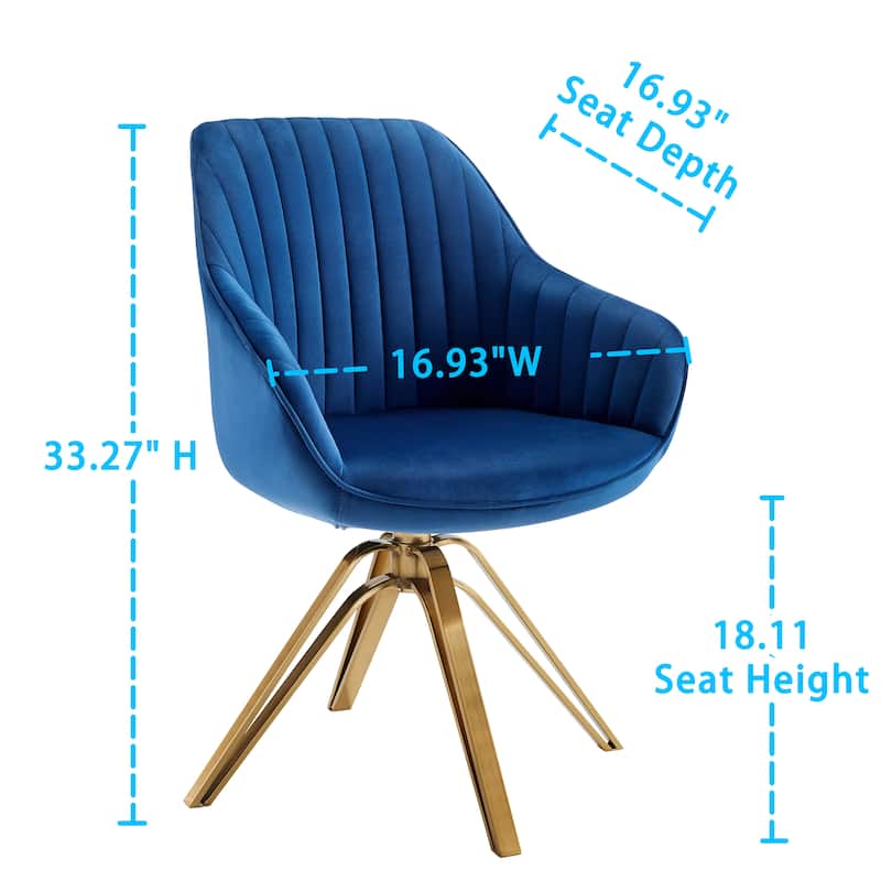Art Leon Classical Velvet Swivel Office Accent Chair with Golden Legs