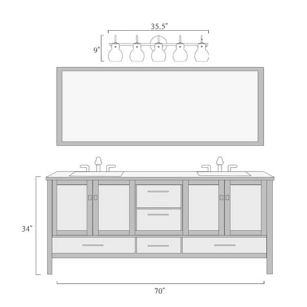 dimension image slide 4 of 9, Modern 3-Light Bathroom Vanity Light Minimal Globe Glass Wall Sconce