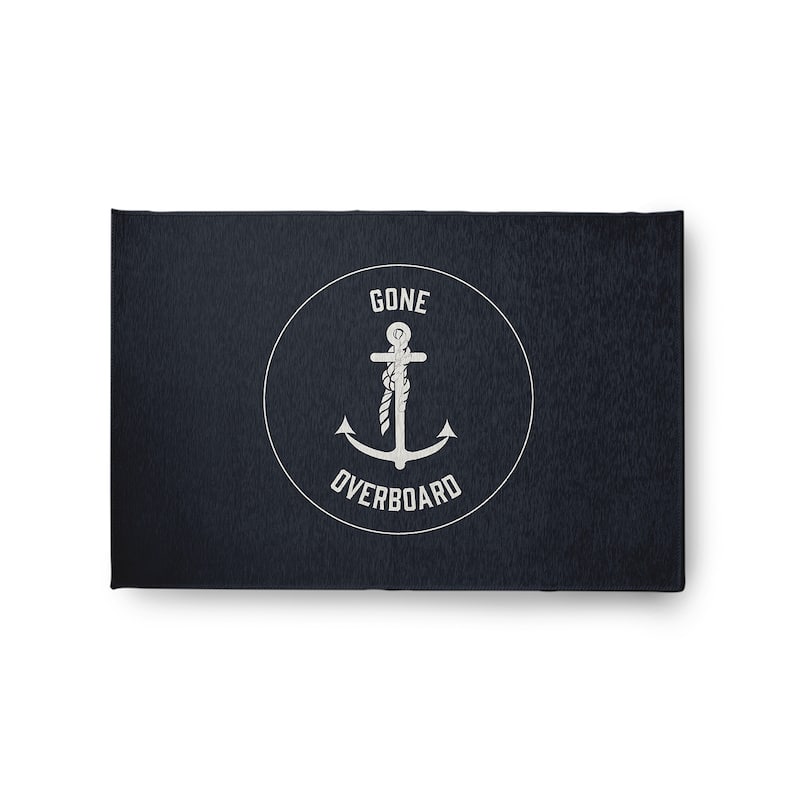 Gone Forever Overboard Nautical Chenille Rug - Shark Blue - 2' x 3'