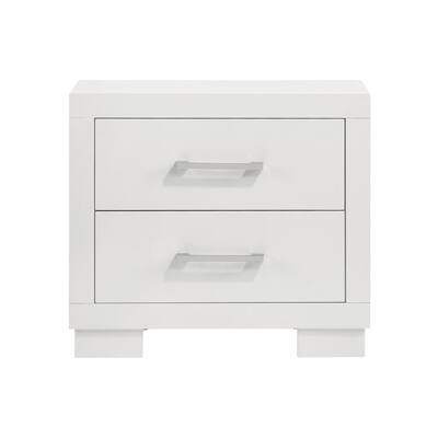 2 Drawers MDF Nightstand in Cream White Finish