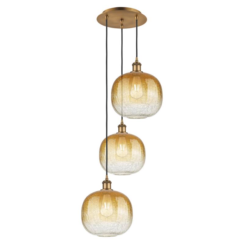 Innovations Lighting Endless Possibilities Ballston - Brookhaven Sphere - 3 Light 17" Cord Hung Multi Pendant - Brushed Brass/Amber