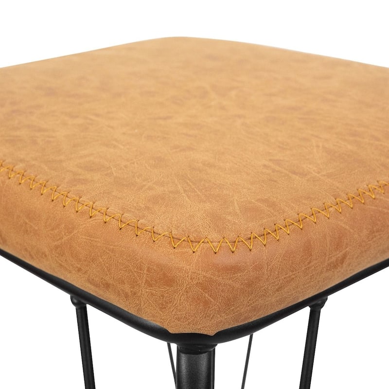 LeisureMod Millard Leather Cushion Barstool With Metal Frame - 30"